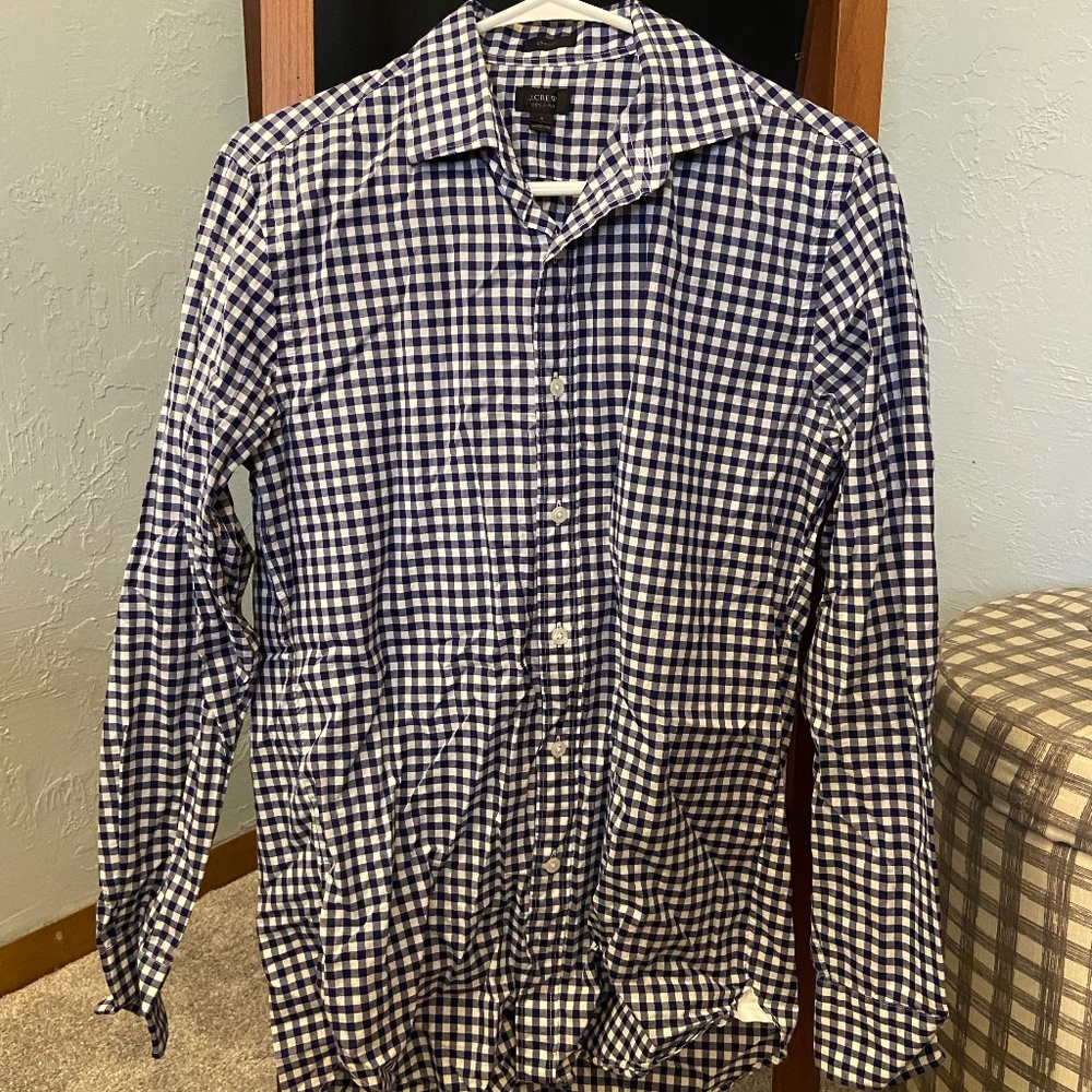 J. Crew Crosby Button Down Dress Shirt - Navy/White Gingham
